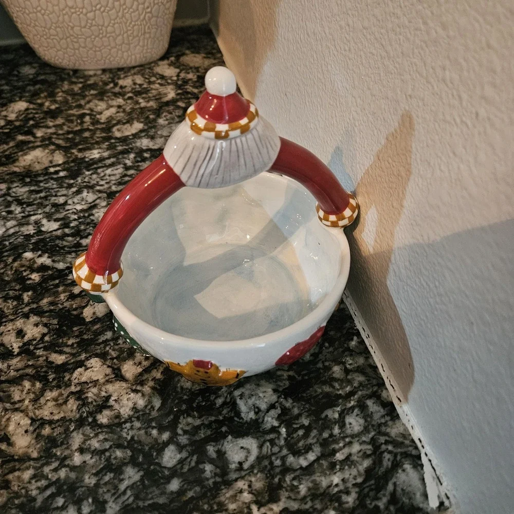 ceramic Santa Claus candy bowl holiday serving‎ dish Palm Tree Co.